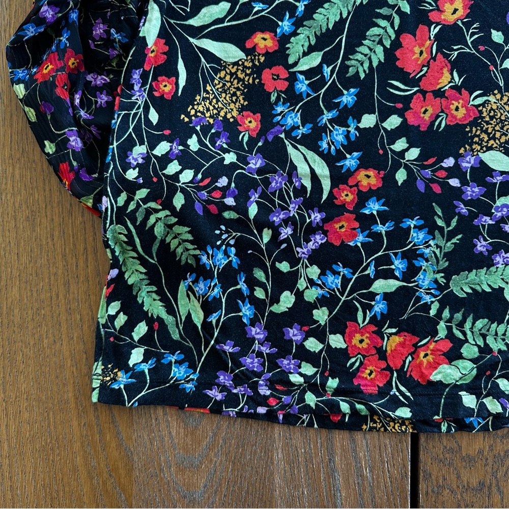 Maeve by Anthropologie Jacquin Peasant Blouse Black Floral Long Sleeve Women’s - Picture 11 of 16